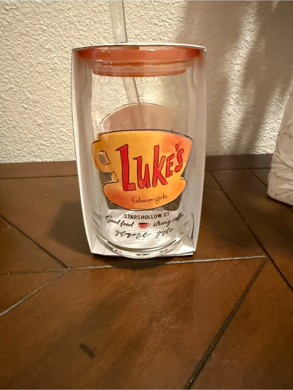 Gilmore Girls 16 Oz Reusable Glass Tumbler with Lid & Straw- LUKE’S- NWT